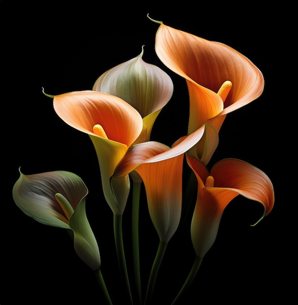 Bouquet di giglio di Calla su sfondo nero