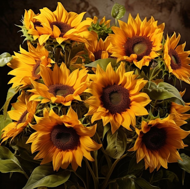 Bouquet di girasoli macro realistici