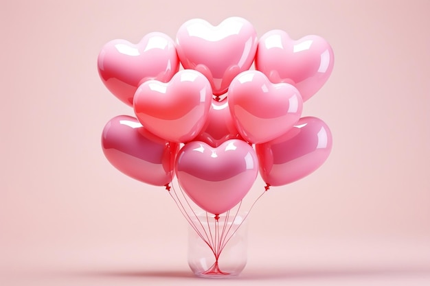 Bouquet di palloncini di cuore in rosa che assomigliano a una rosa AI generativa