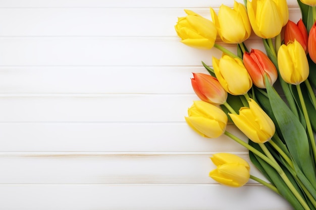 Bouquet di tulipani colorati fiore bella disposizione tinta unita sfondo AI Generato