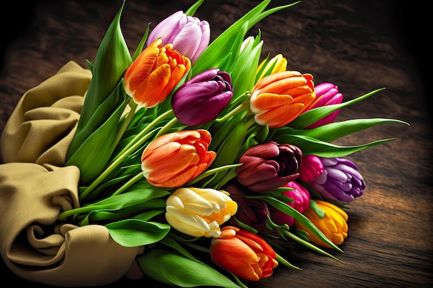 Bouquet di tulipani colorati per un bel regalo di San Valentino