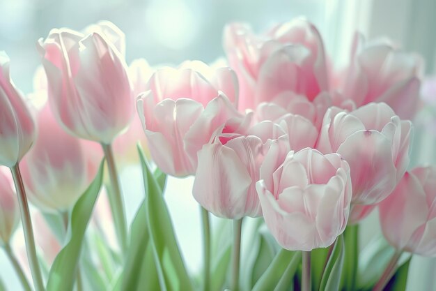 Bouquet di tulipani rosa pallido e rosa chiaro