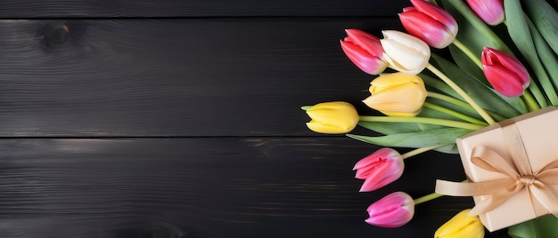 bouquet di tulipani su uno sfondo con spazio di copia