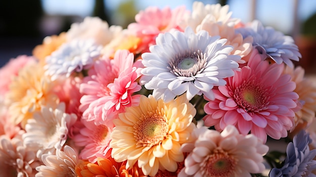 Bouquet estivo di margherite e crisantemi freschi di gerbera