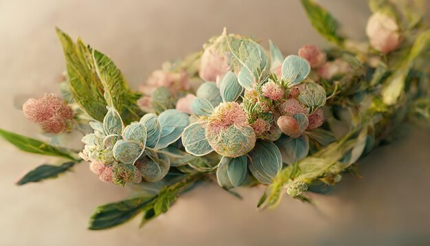 Bouquet floreale acquerello blush rosa verde blu fiore giallo Arredamento floreale vintage per cartolina