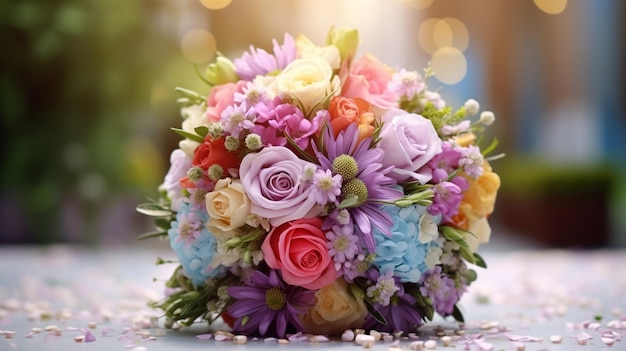 Bouquet fresco di fiori colorati per regalo di matrimonio o di compleanno
