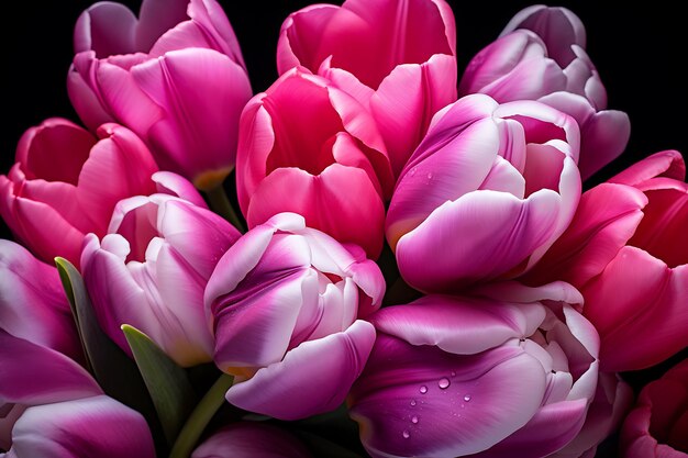 Bouquet fresco di tulipani rosa e viola generato