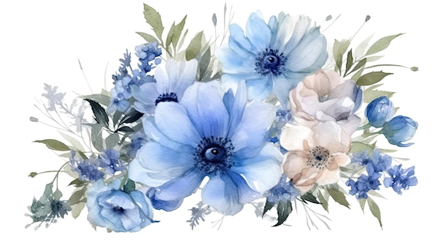 Bouquet Rustico Con Raccolta Di Fiori Blu Delicati