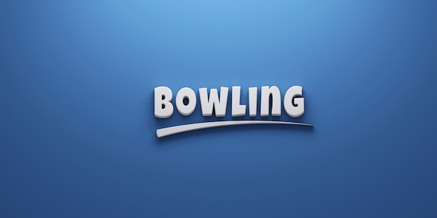 Bowling Fun Banner scritto su uno sfondo blu e layout spazioso per testo illustrazione di parole 3d