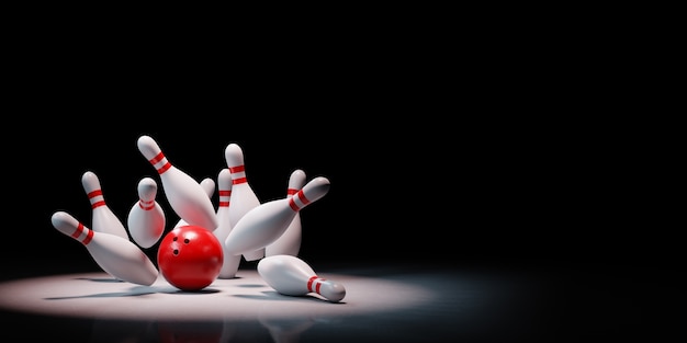 Bowling Strike of Skittles sotto i riflettori isolato