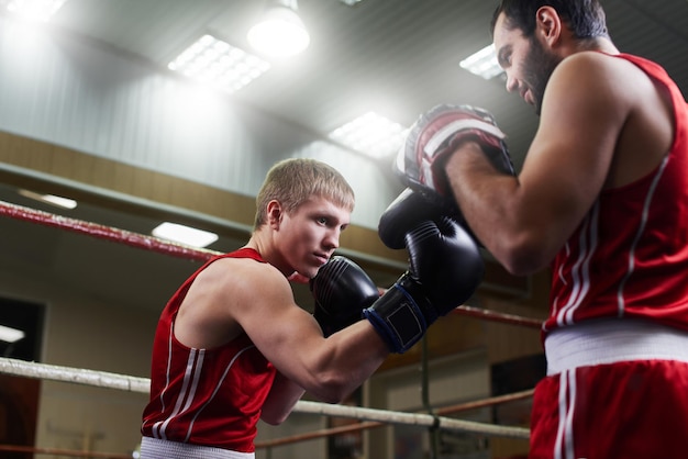 Boxe. Due ragazzi boxer si allenano in palestra