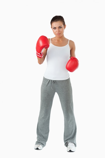 Boxer femminile pronto a combattere