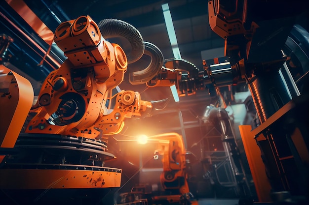 Bracci robotici che lavorano in fabbricagenerative ai