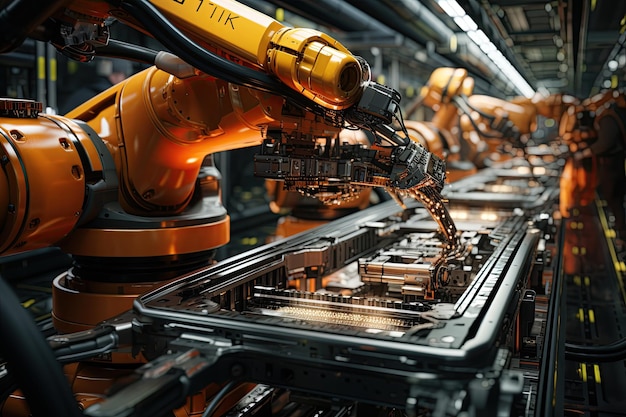 braccia robotiche nell'industria automobilistica moderna generate con l'IA