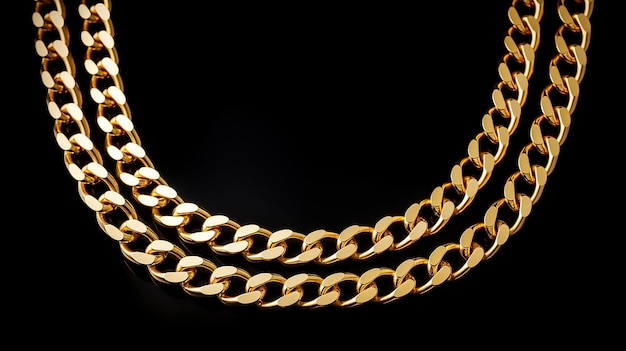 bracciale con collana a catena in oro massiccio puro isolato su sfondo nero