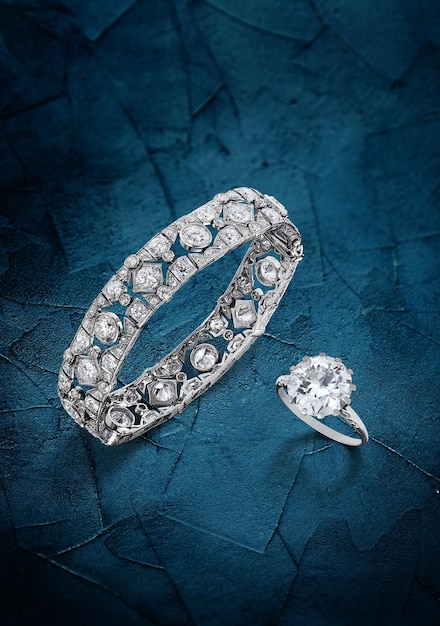 braccialetto di fidanzamento di lusso in metallo argento cristallo
