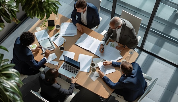 brainstorming sul posto di lavoro pianificazione del marketing aziendale autobus di discussione per lavoratori aziendali