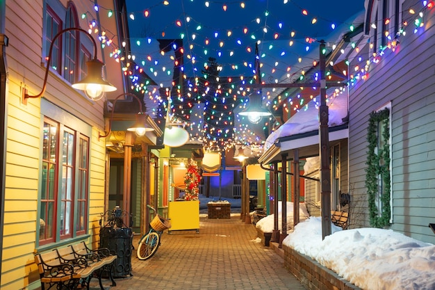 Breckenridge Colorado USA Strade del centro di notte in inverno