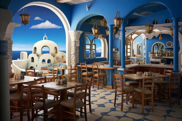 Breezy taverna greca vicino al mare Generate Ai