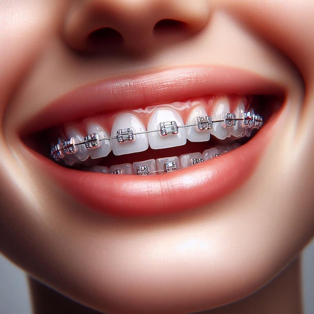 Bretelle dentali sorriso felice sano