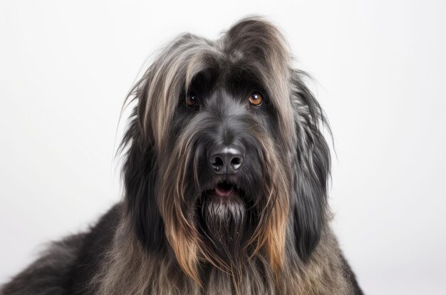 Briard cane su sfondo bianco IA generativa