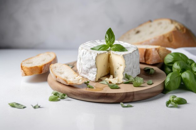 Brie formaggio basilico cibo Generare Ai