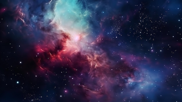 Bright cosmica nebulosa nuvola nello spazio cielo notturno pieno di stelle Generativa AI