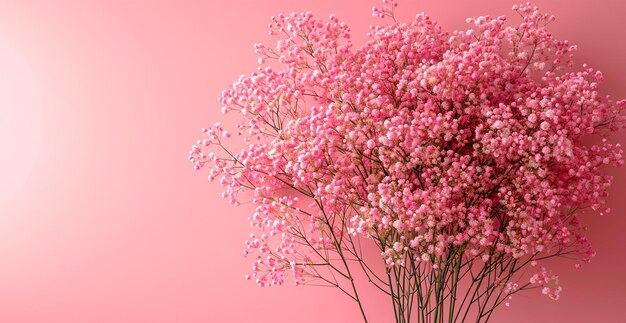 Brillante bouquet floreale di gipsofila su uno sfondo rosa umore festivo AI Immagine generata