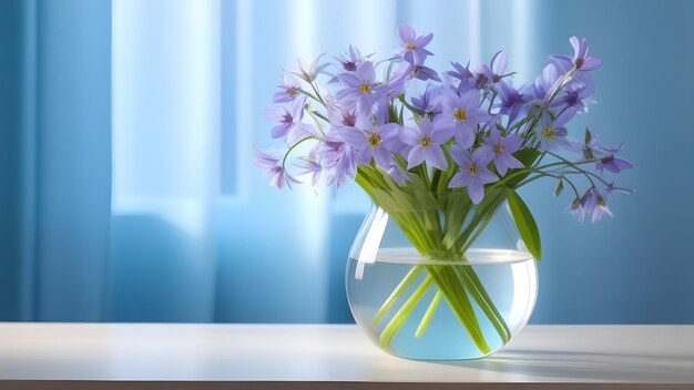 Brillante bouquet primaverile in vaso di vetro su tavolo di legno bellezza floreale fiori in fiore colorato