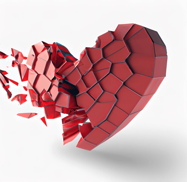 Brillante rendering 3D del cuore matrimonio di San Valentino Un cuore umanoGenerative Ai