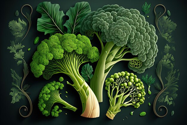 Broccoli Design Sfondo di verdure estive Broccoli da soli