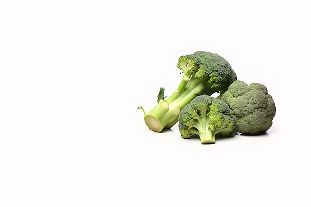 Broccoli freschi isolati su sfondo bianco con spazio di copia