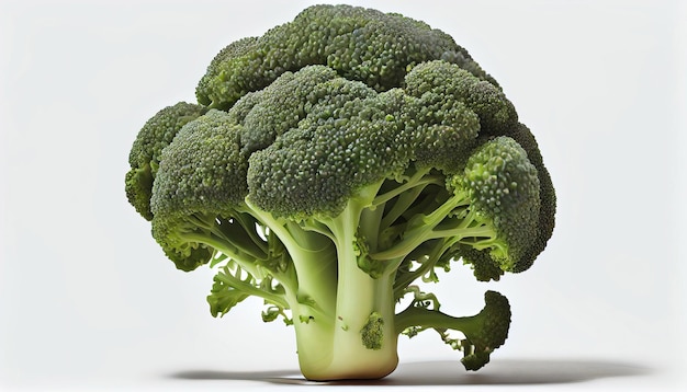 Broccoli isolati su sfondo bianco con tecnologia generativa AI