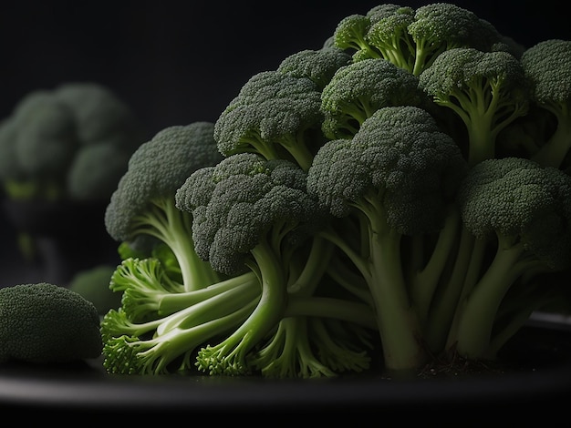 Broccoli Su Sfondo Nero Studio