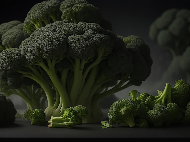 Broccoli Su Sfondo Nero Studio