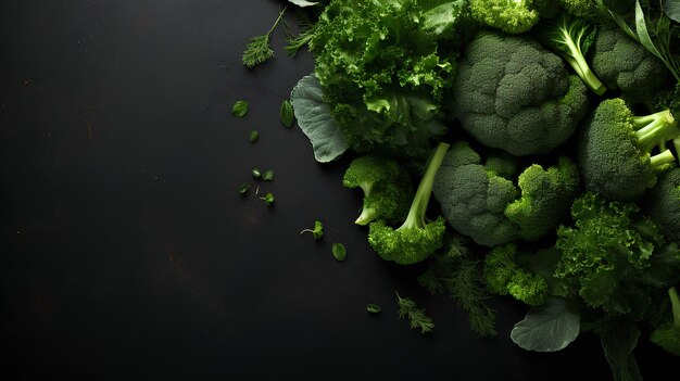 broccoli verdi freschi su sfondo nero