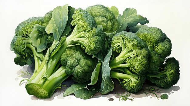 Broccoli Verdure fresche da fattoria Verdure illustrazione e clip art Acquerello