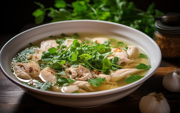 Brodo di pollo con AI generativa di prezzemolo