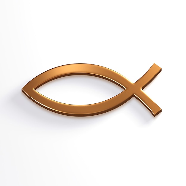 Bronzo Cristo Pesce 3D Icona Render Illustrazione