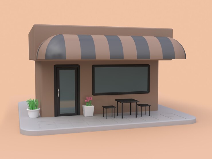brown cafe brown black tables set 3d rendering3d rendering