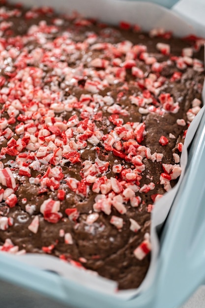 Brownies alla menta piperita da un mix di scatole