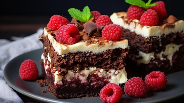 Brownies con cheesecake e lamponi