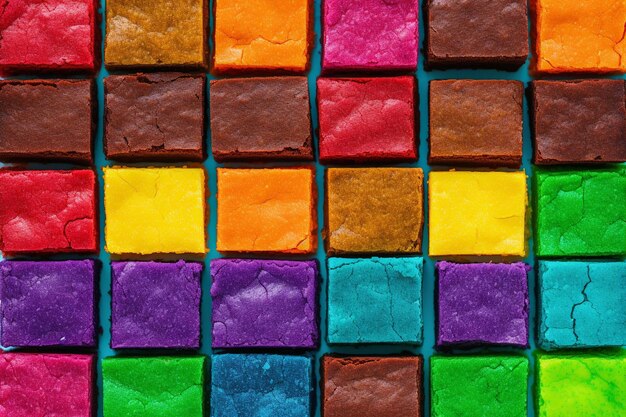 Brownies disposti in un patchwork di cioccolato con quadrati di diversi sapori