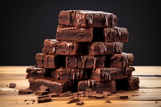 Brownies impilati per creare una piramide di brownie