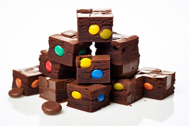 Brownies impilati per formare una cascata di cioccolato in cascata in una piscina di caramello