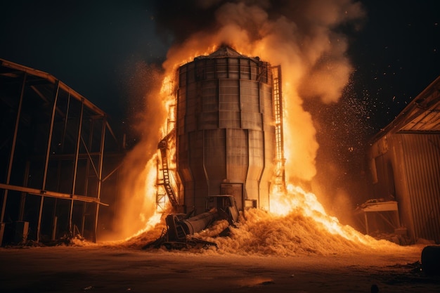 Bruciare grano silo di grano Agricoltura fiamma Generare Ai