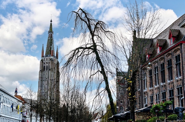 Bruges Belgio, vedute della Torre della Chiesa di Nostra Signora.