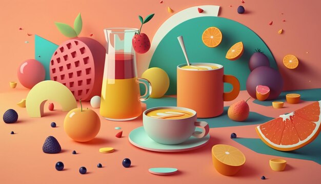 Brunch di vari colori rendering 3D