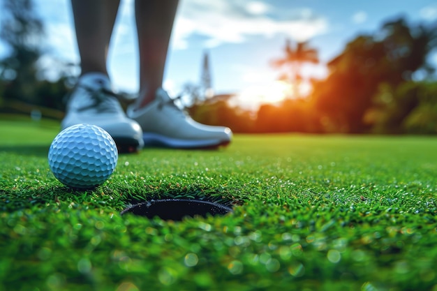 buca da golf e palle sul green