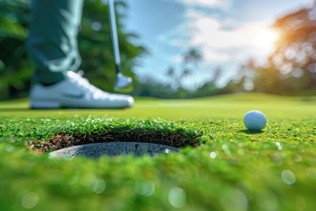 buca da golf e palle sul green